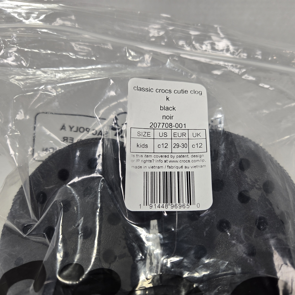 CROCS Unisex Classic Cutie Clog Black Slip-on Sandals Size C12 Toddler - Picture 9 of 10